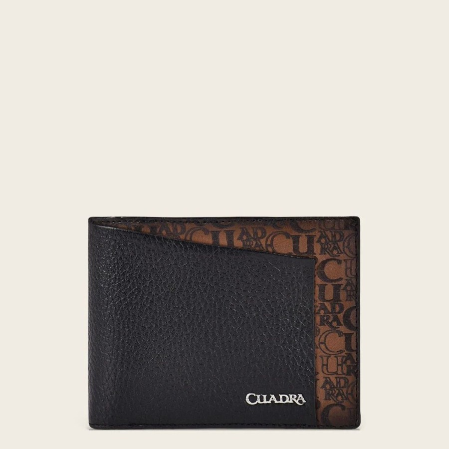 Online Cuadra Handmade Bifold Black Leather Wallet