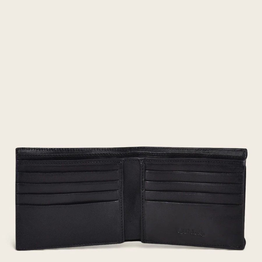 Online Cuadra Handmade Bifold Black Leather Wallet