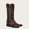 Online Cuadra Engraved Dark Brown Leather Boot