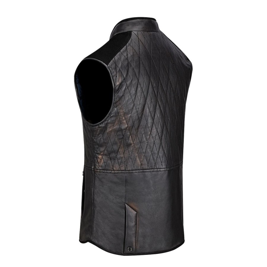 Hot Cuadra Mens Doble View Black Leather Vest