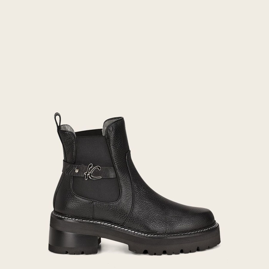 Online Cuadra Urban Black Leather Deer Bootie