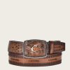 Online Cuadra Honey Engraved Python Leather Western Belt