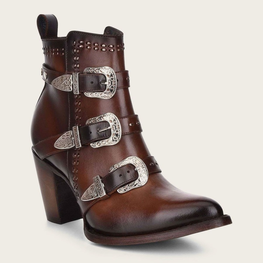 Wholesale Cuadra Handwoven Brown Leather Bootie