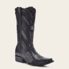 Clearance Cuadra Engraved High Exotic Black Leather Boot