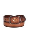 Online Cuadra Hand-Painted Honey Leather Minimalist Western Belt