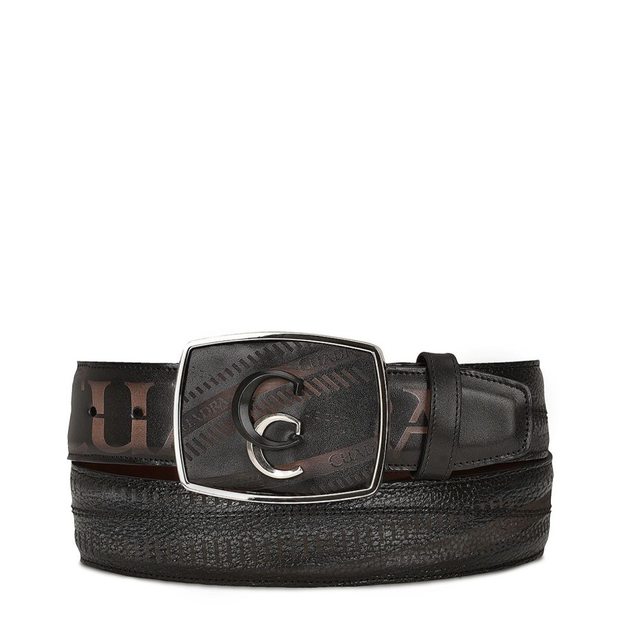 Online Cuadra Hand-Painted Grey Leather Western Belt With Double Metal Insert