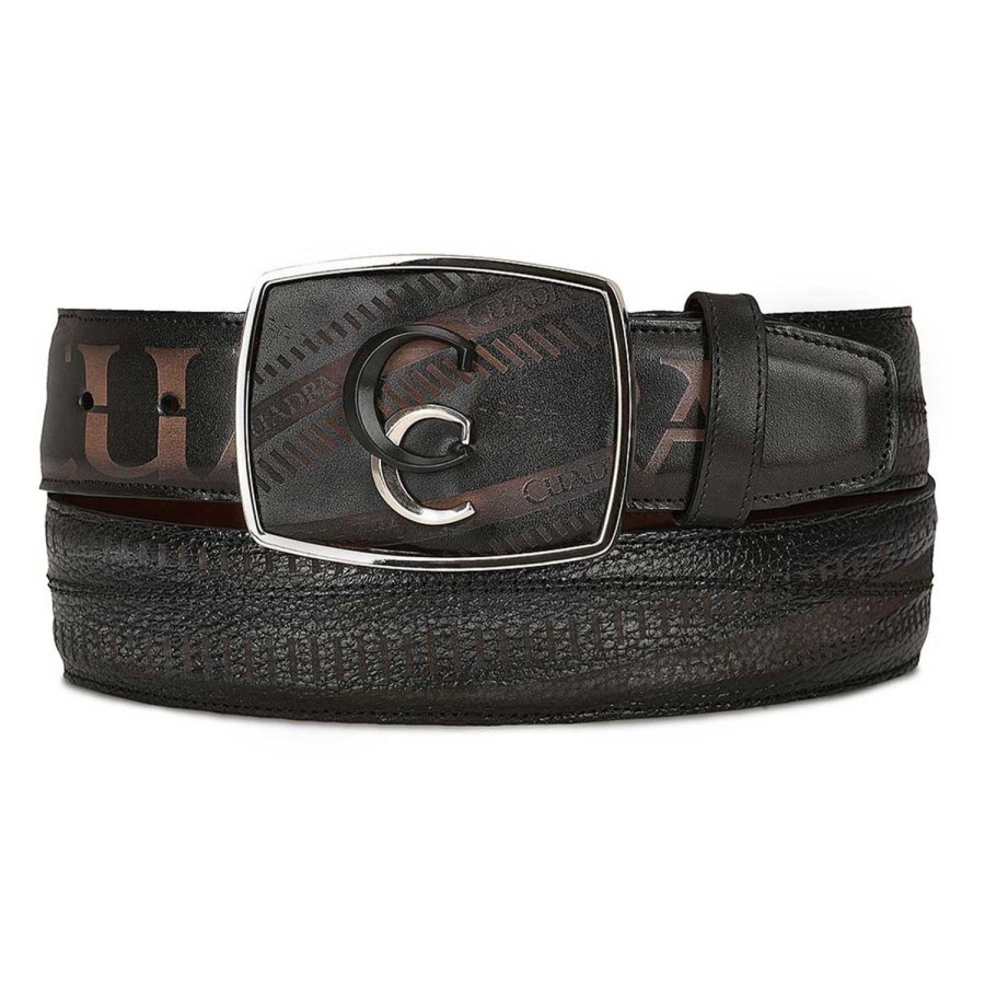 Online Cuadra Hand-Painted Grey Leather Western Belt With Double Metal Insert