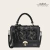 Wholesale Cuadra Printed Black Leather Satchel Bag