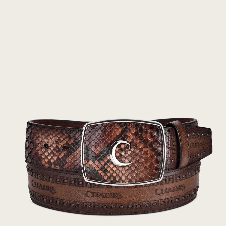 Best Cuadra Brown Engraved Leather Western Belt