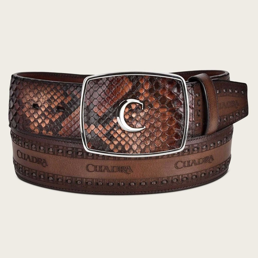 Best Cuadra Brown Engraved Leather Western Belt