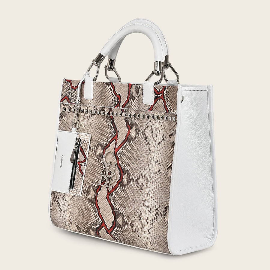 New Cuadra Full Exotic White Leather Handbag