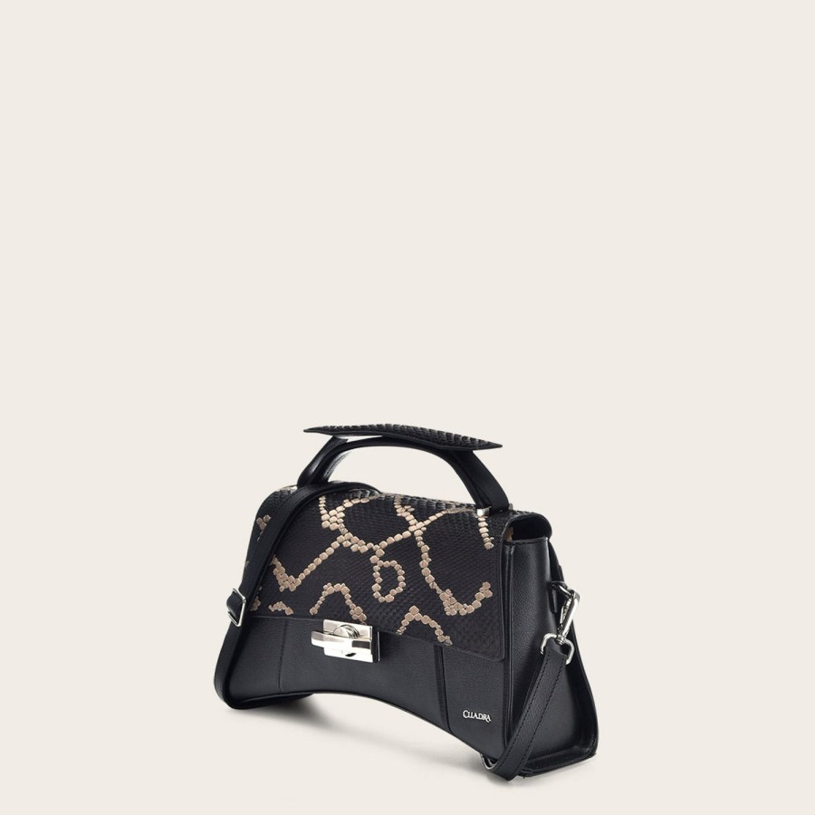 New Cuadra Black Exotic Leather Asymmetrical Handbag