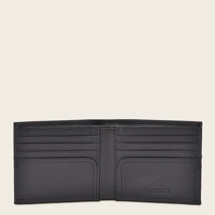 New Cuadra Contrasting Leather Strap Black Leather Wallet