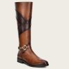 Wholesale Cuadra Hand-Painted Honey Leather Riding Boot With Contrasting Colors