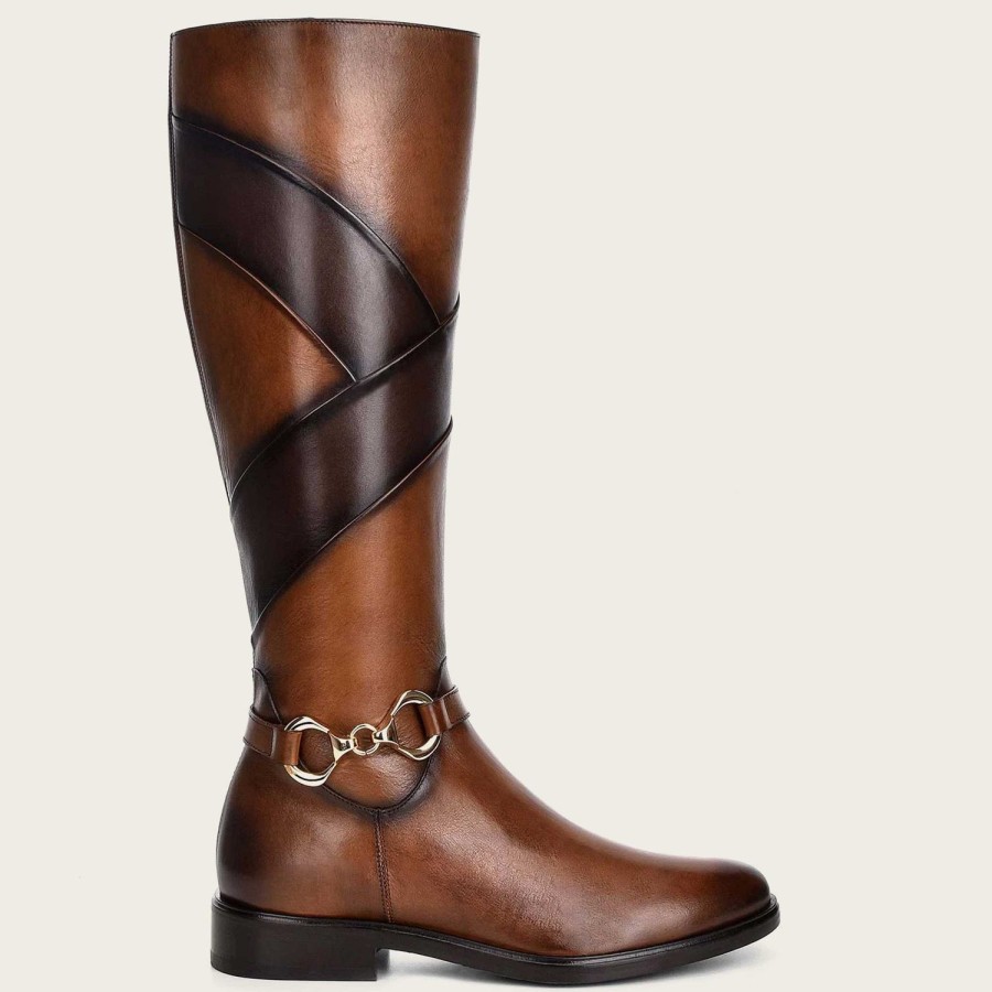 Wholesale Cuadra Hand-Painted Honey Leather Riding Boot With Contrasting Colors