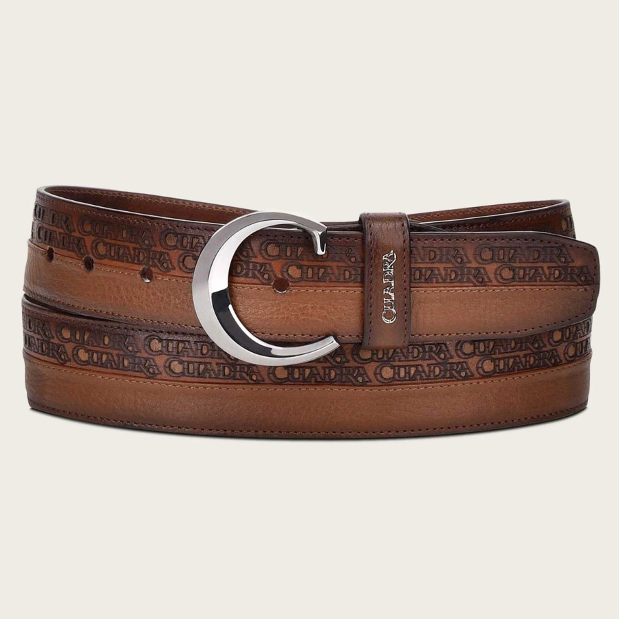 Best Cuadra Engraved Honey Urban Leather Belt