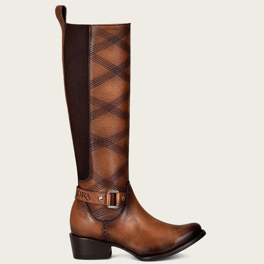 Clearance Cuadra Embroidered Honey Leather Boot