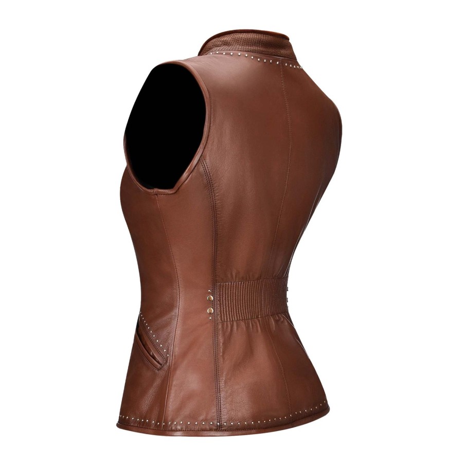 Wholesale Cuadra Embroidered Honey Leather Reversible Vest