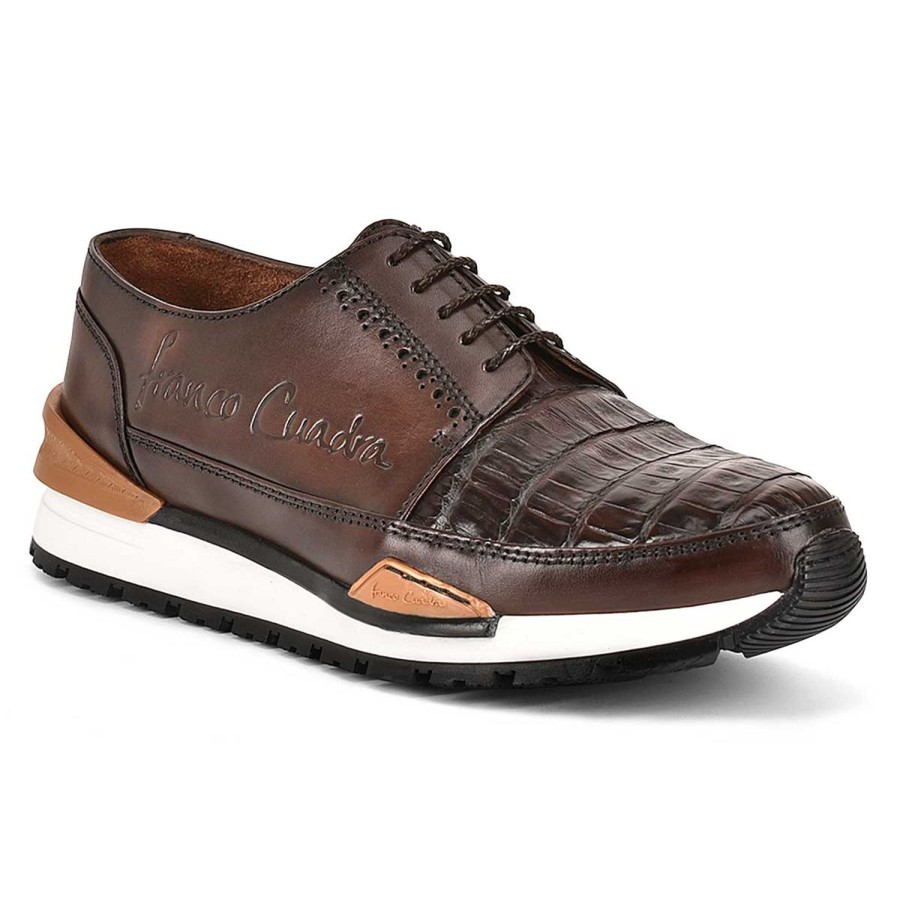 Best Cuadra Hand-Painted Brown Exotic Leather Sneakers