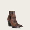 Wholesale Cuadra Brown Perforated And Embroidery Bootie With Crystals