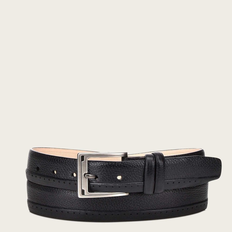 New Cuadra Perforated Black Leather Belt