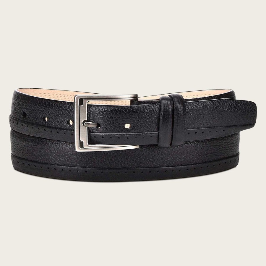 New Cuadra Perforated Black Leather Belt