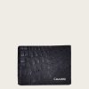 Wholesale Cuadra Handmade Black Bifold Exotic Leather Wallet