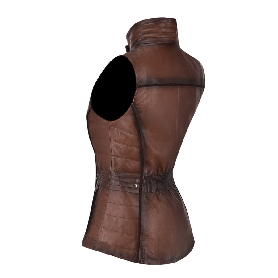 Best Cuadra Embroidered Brown Leather Vest