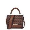 New Cuadra Honey Leather Quilted Embroidery Handbag With Austrian Crystals