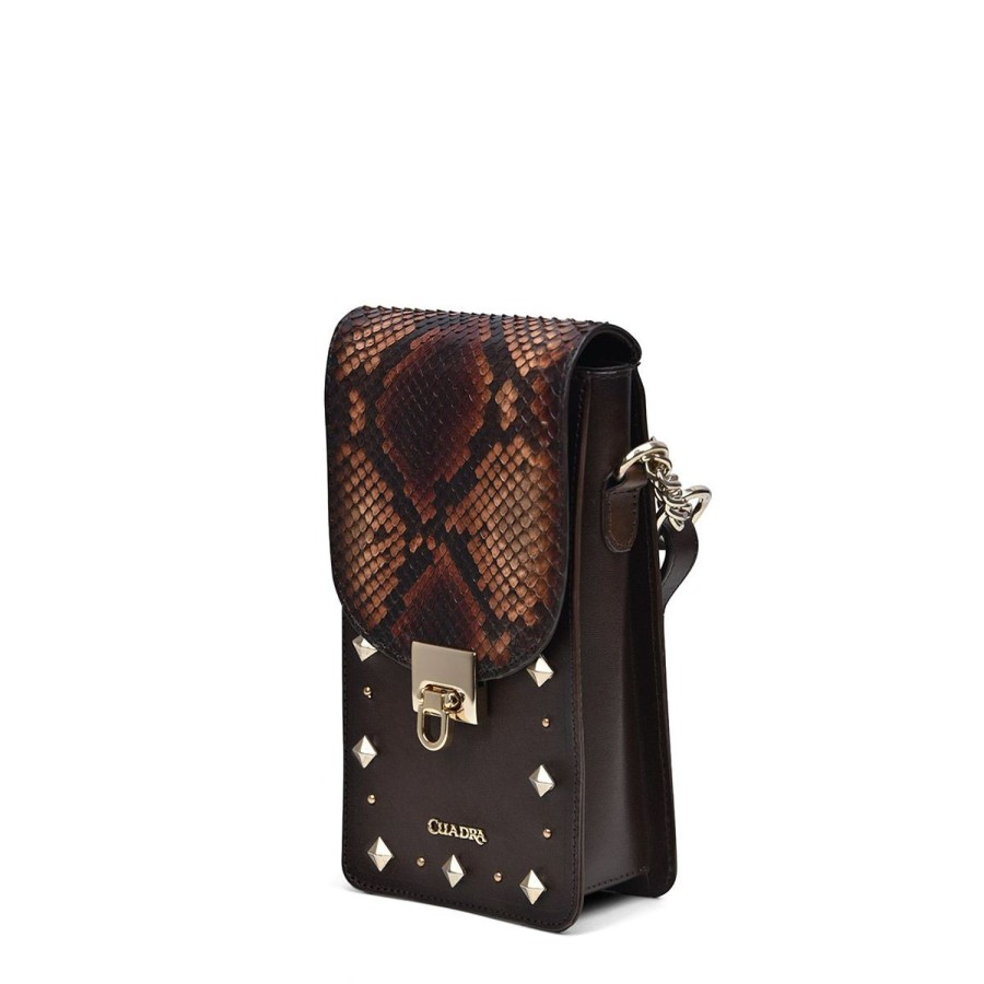 Wholesale Cuadra Brown Exotic Leather Cell Phone Bag