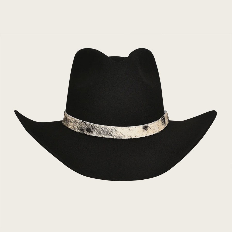 Clearance Cuadra Leathered Cow Belted Black Wool Hat