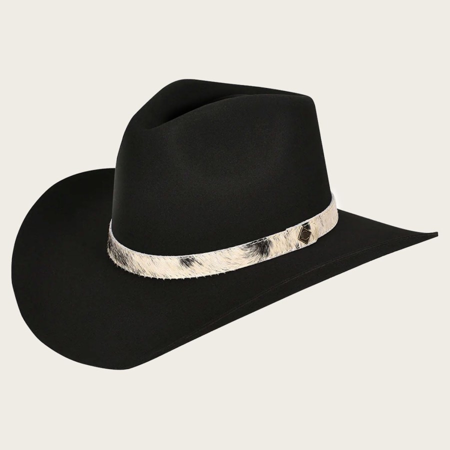 Clearance Cuadra Leathered Cow Belted Black Wool Hat