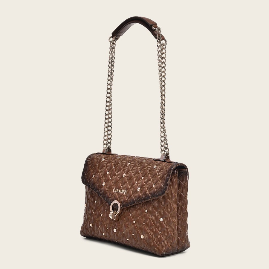 Best Cuadra Brown Leather Crossbody Bag With Doble Chain Handle