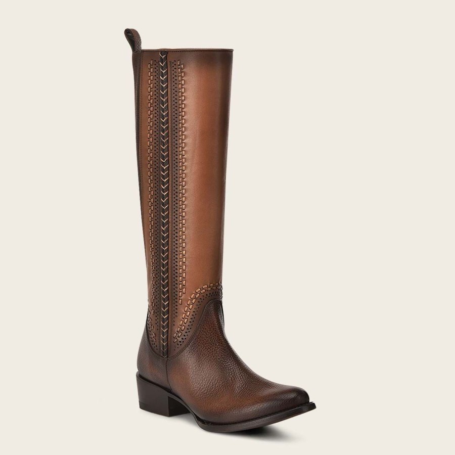 Online Cuadra High Brown Boot With Different Textures