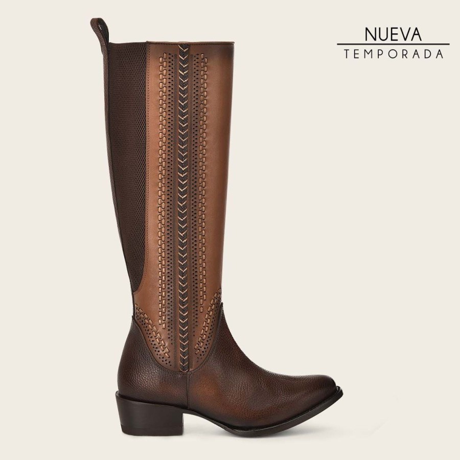 Online Cuadra High Brown Boot With Different Textures