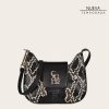 New Cuadra Black Exotic Leather Shoulder Bag With Handmade Interweaving Detail