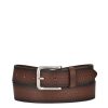 Best Cuadra Geometrical Engraved Casual Brown Leather Belt