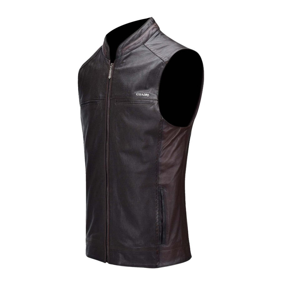 Best Cuadra Engraved And Elegant Brown Leather Vest