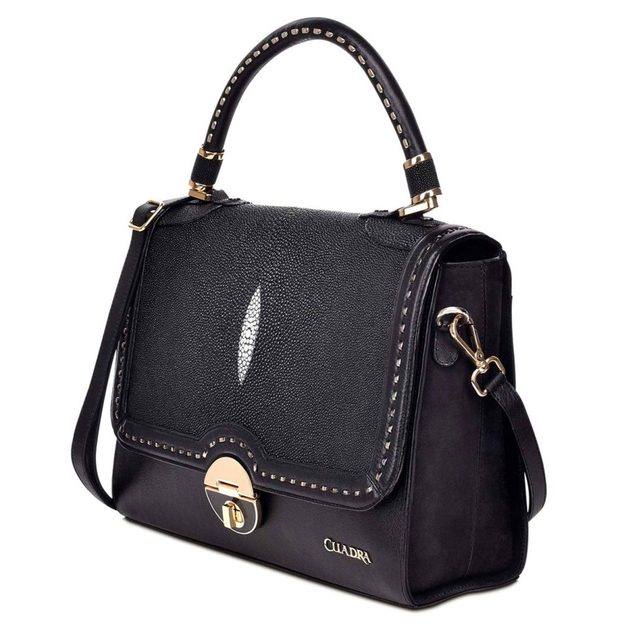 Best Cuadra Handwoven Black Leather Satchel Bag