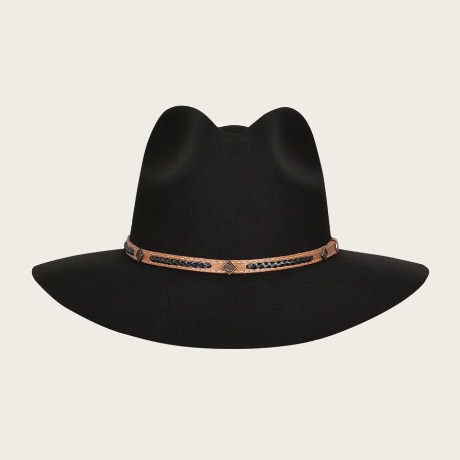 Clearance Cuadra Black Wool Hat With Decorated Belt