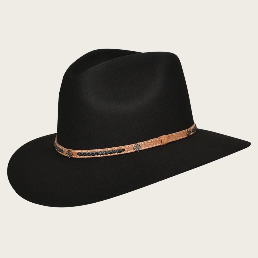 Clearance Cuadra Black Wool Hat With Decorated Belt