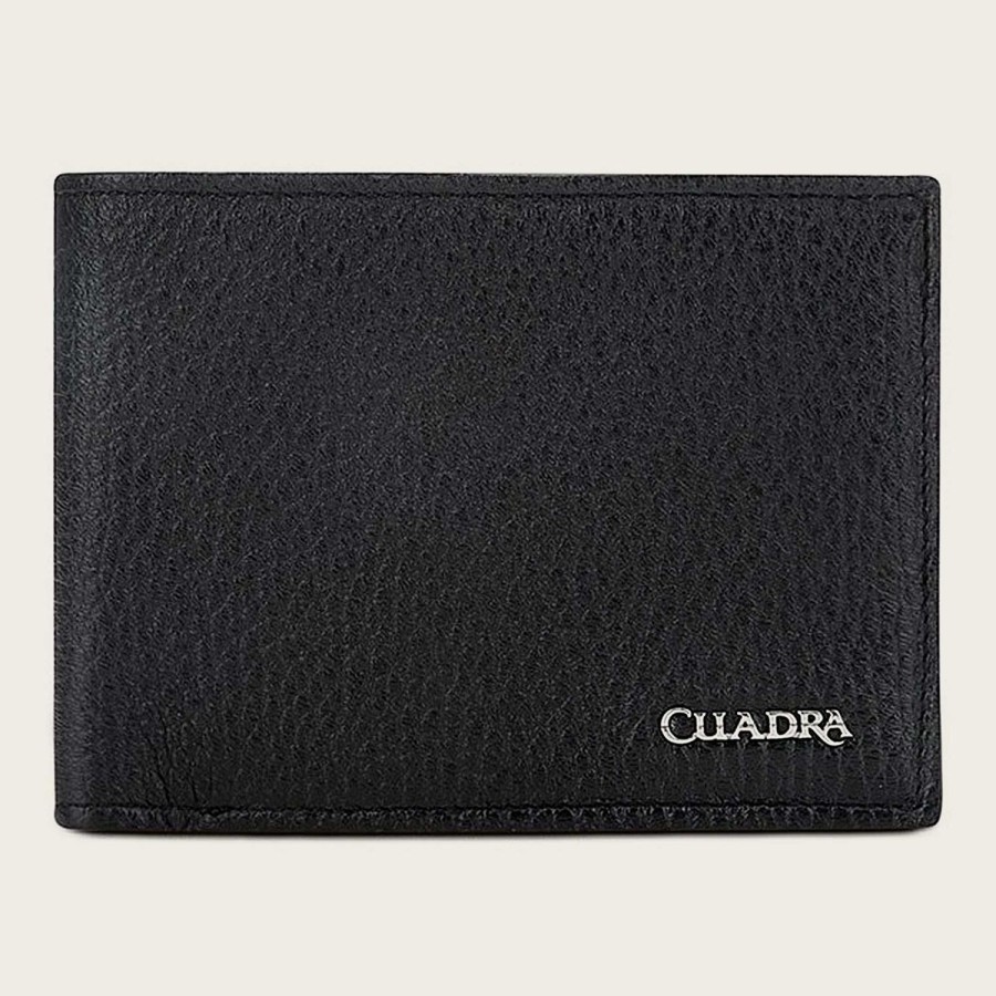 Online Cuadra Black Handmade Bifold Deer Leather Wallet