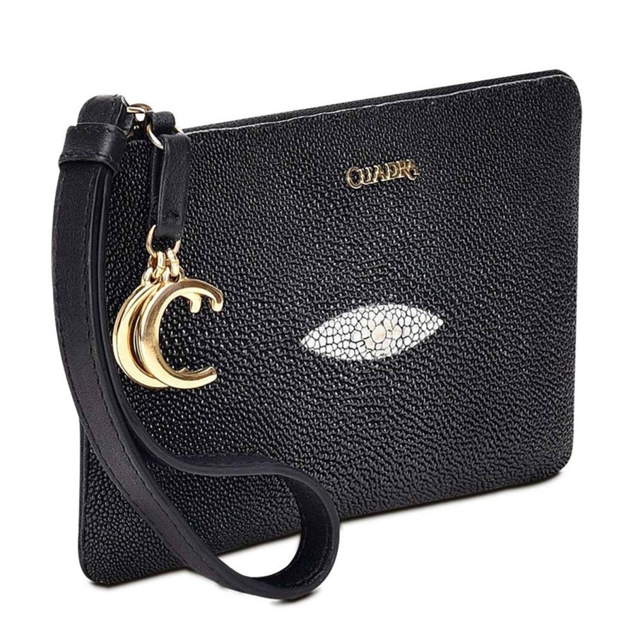 New Cuadra Black Cuadra Coin Wristlet For Women With Hanging Cuadra Monogram