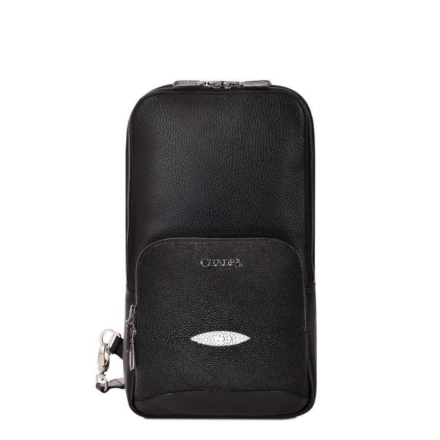 Online Cuadra Mens Black Leather Shoulder Bag