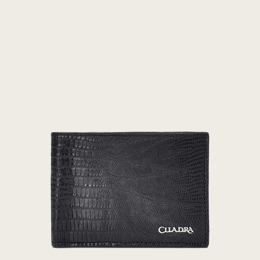 Online Cuadra Handmade Black Exotic Bifold Leather Wallet