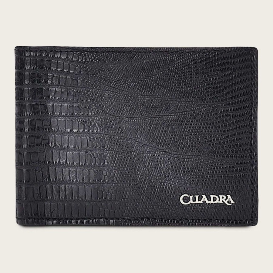 Online Cuadra Handmade Black Exotic Bifold Leather Wallet