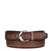 Hot Cuadra Engraved Exotic Honey Leather Belt