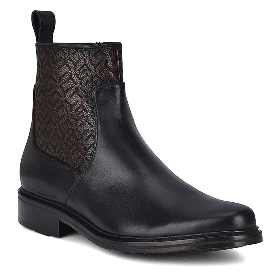 Hot Cuadra Engraved Hand-Painted Black Leather Chelsea Boots By Franco Cuadra