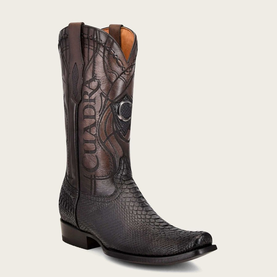 New Cuadra Engraved Black Python Leather Boots