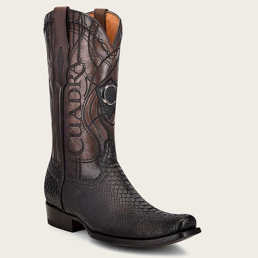 New Cuadra Engraved Black Python Leather Boots